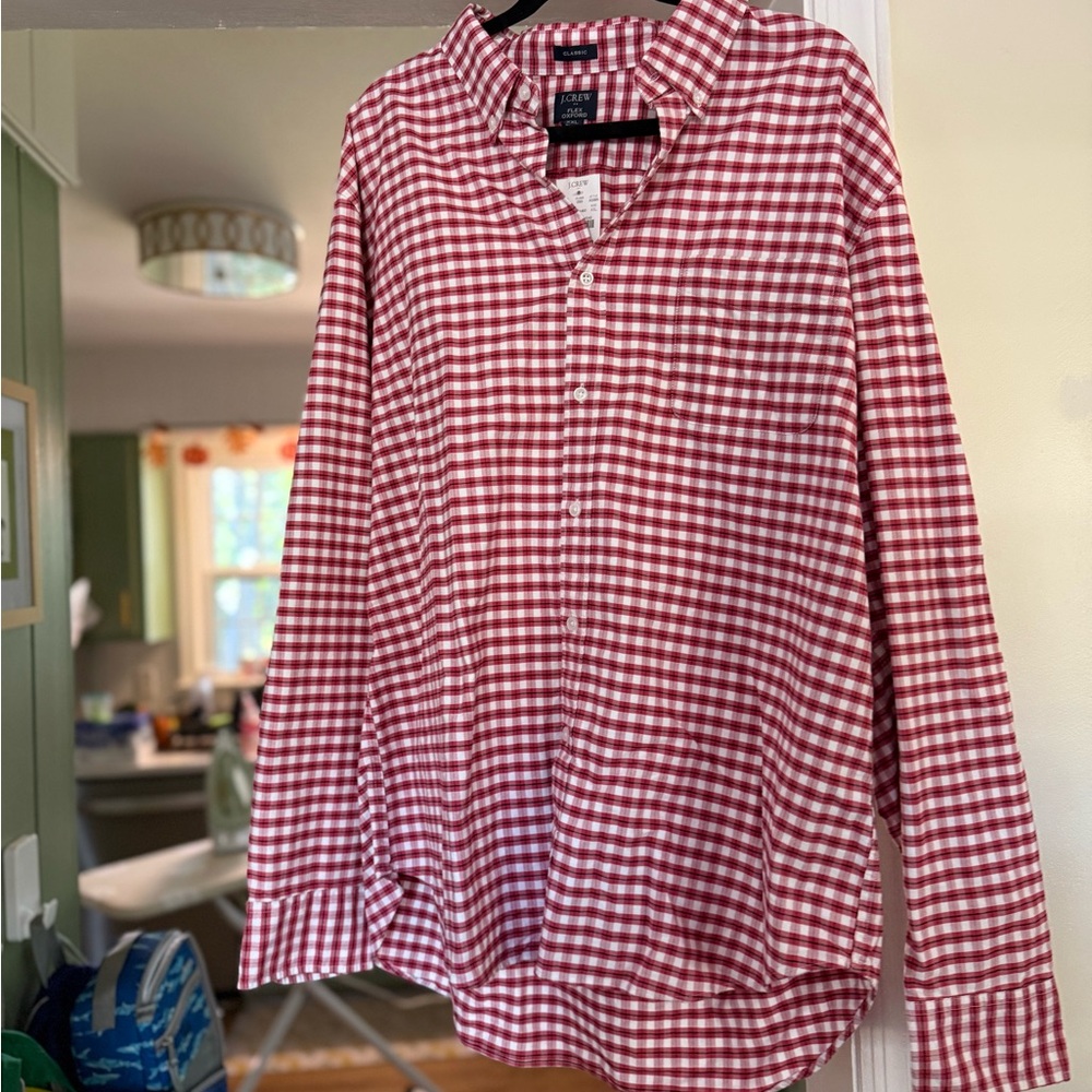 J. Crew Red and White Checkered Shirt